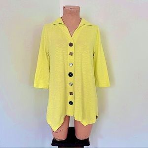Soft Surroundings Danielle Button Top Tunic Yellow Green - Size Petite Small